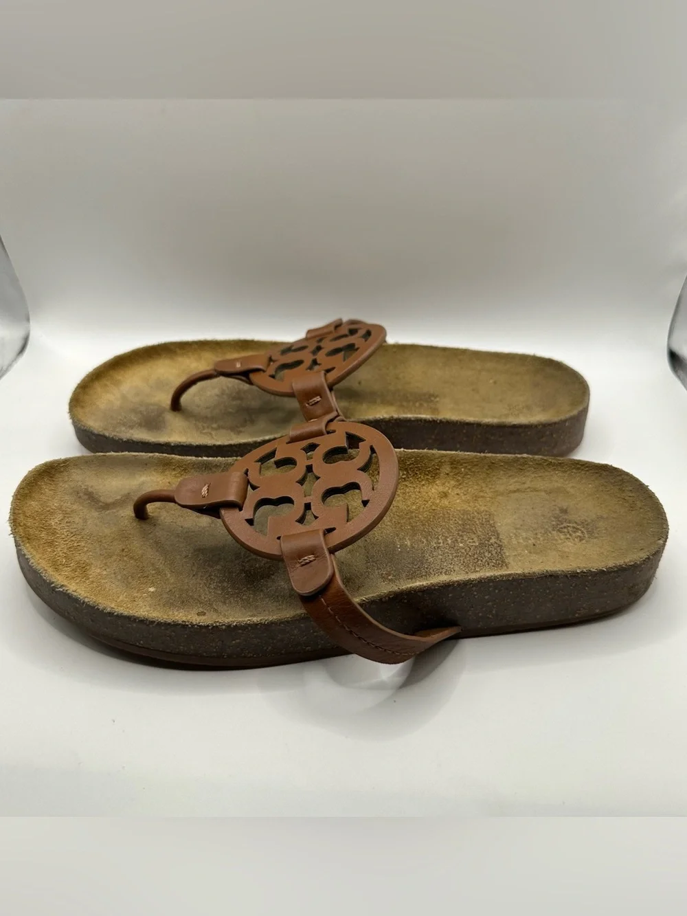 Tory Burch Brown Leather Miller Thong Sandals